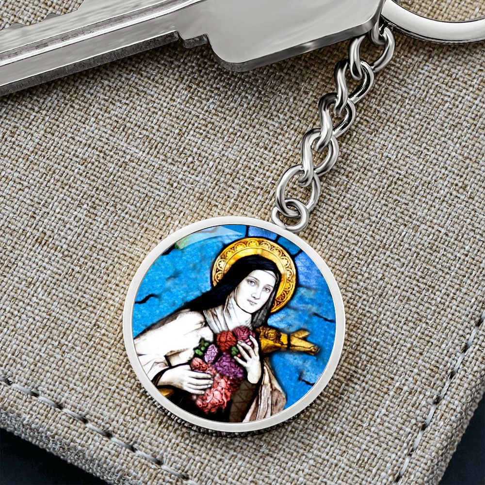 saint-therese of lisieux circle pendant necklace_artwork_original_artwork Graphic Circle Keychain NEW
