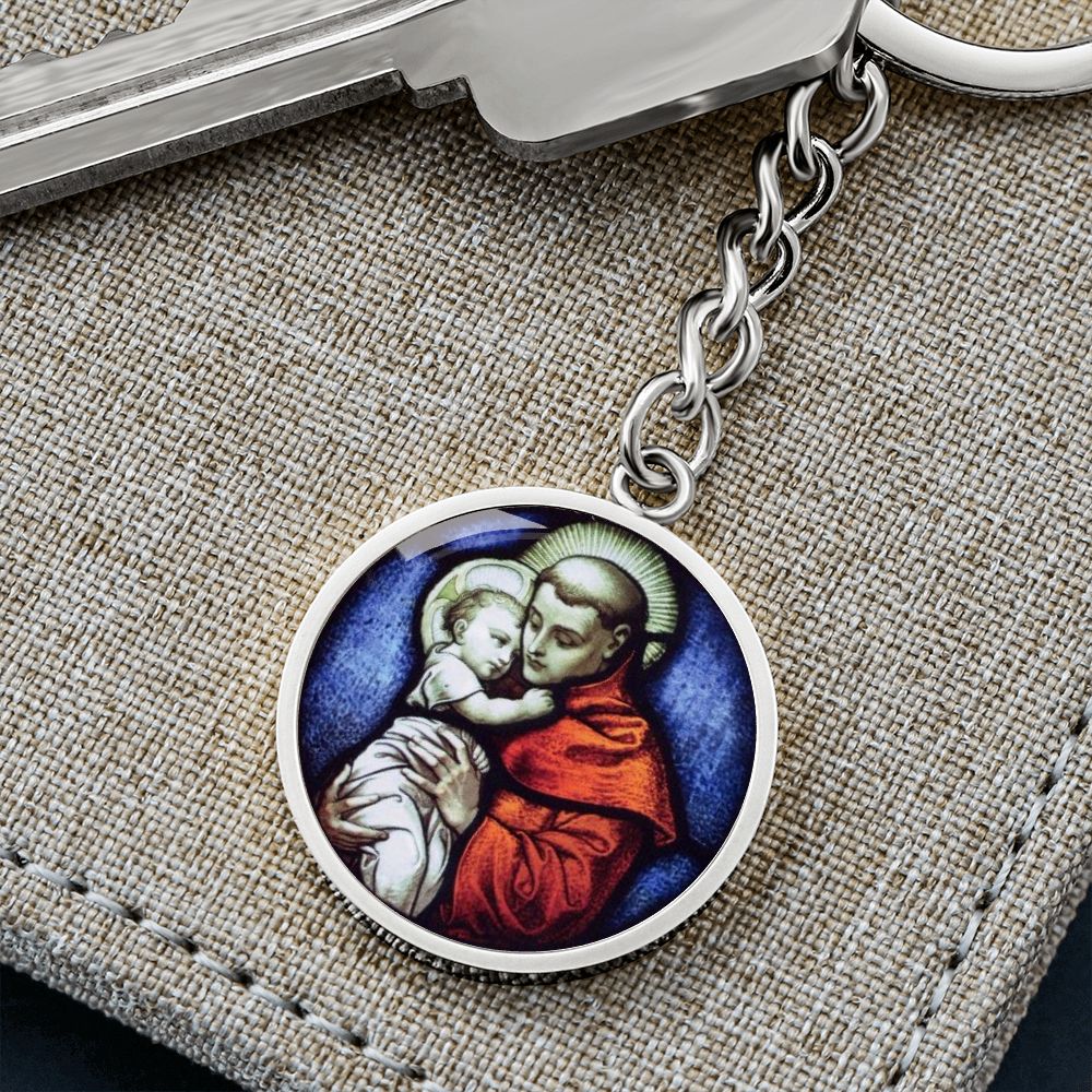 St Anthony Of Padua Finder of Lost Things Circle Pendant Keychain