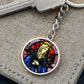 Our Lady of Sorrows 7 Swords Stained Glass Round Graphic Circle Keychain NEW