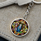 confirmation-stained glass bez logo circle pendant necklace_artwork_original_artwork Graphic Circle Keychain NEW