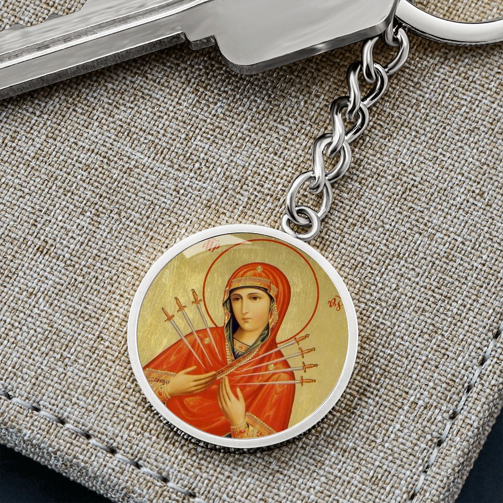 our-lady of sorrows icon pendant necklace_artwork_original_artwork Graphic Circle Keychain NEW