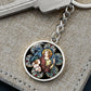Guardian Angel Stained Glass Circle NEW Circle Pendant Keychain