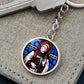 St Bede Venerable stained glass circle keychain