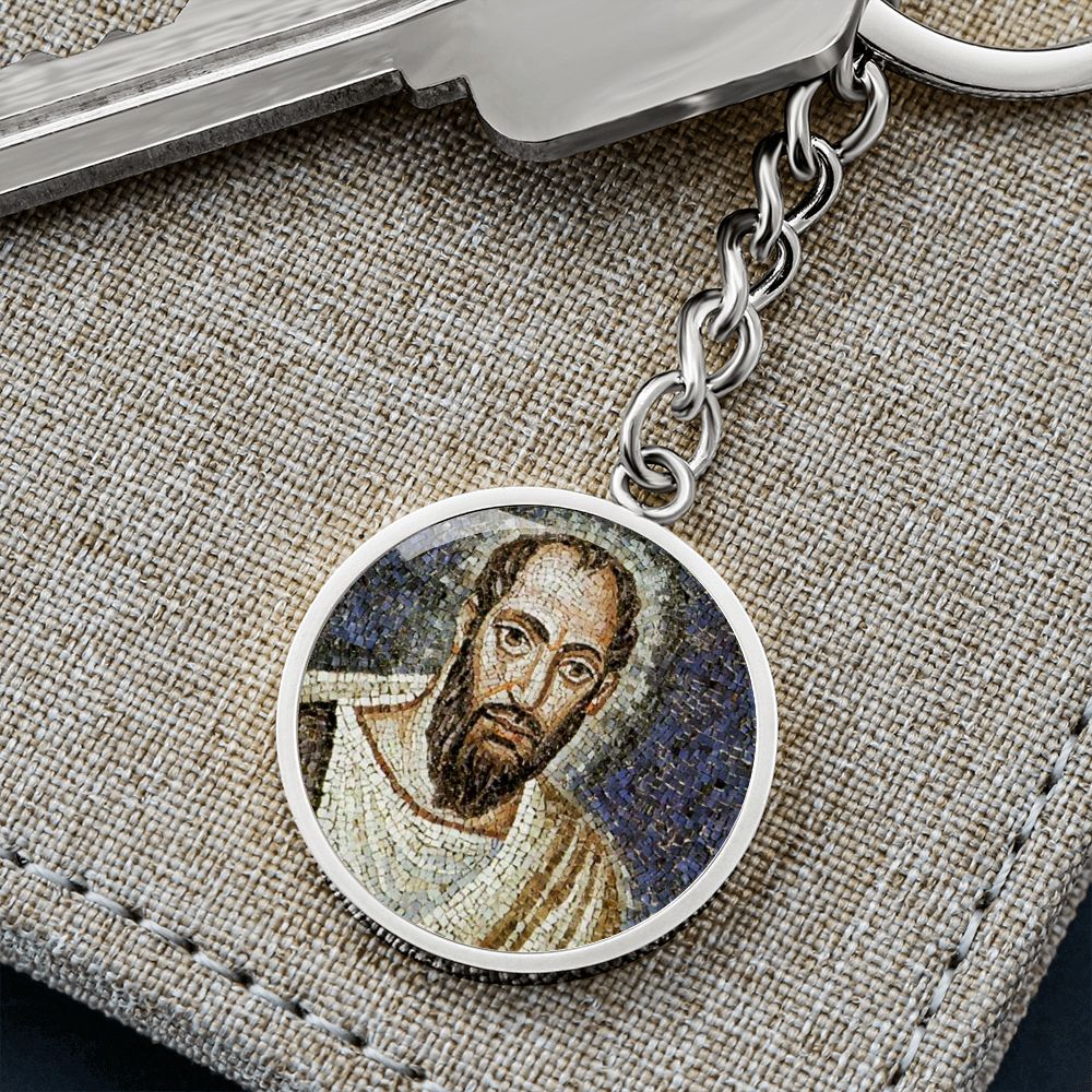 st-paul the apostle mosaic circle pendant necklace_artwork_original_artwork Graphic Circle Keychain NEW