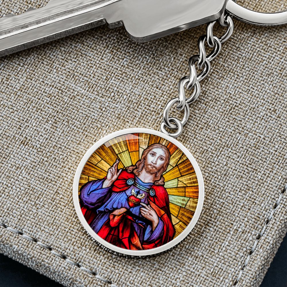 the-sacred heart of jesus christ pendant necklace_artwork_original_artwork Graphic Circle Keychain NEW