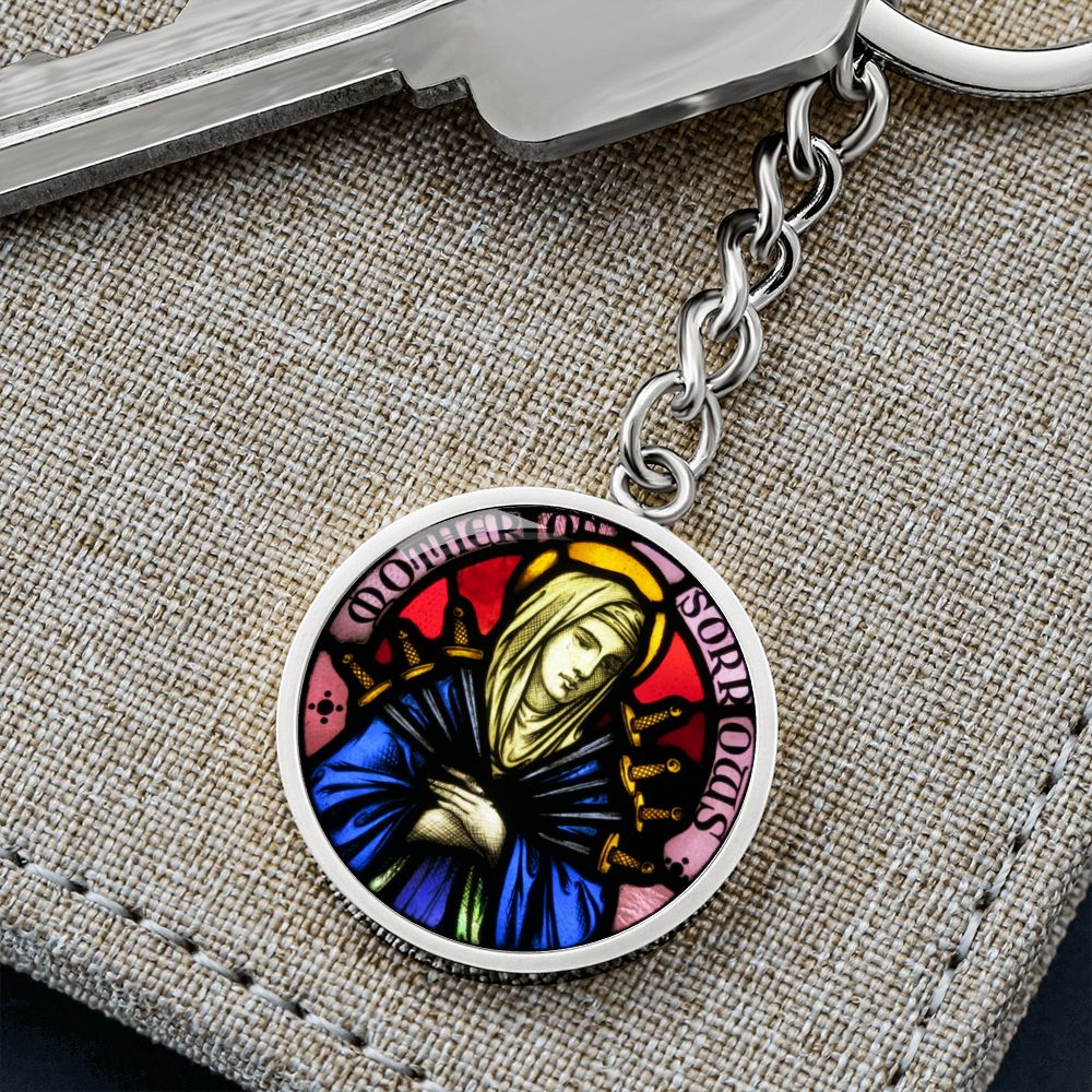 our-lady of sorrows stainglass pendant necklace_artwork_original_artwork Graphic Circle Keychain NEW