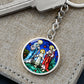 holy-family stained glass circle pendant necklace_artwork_original_artwork Graphic Circle Keychain NEW