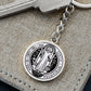 St Benedict medal White Black FRONT Circle Pendant Keychain