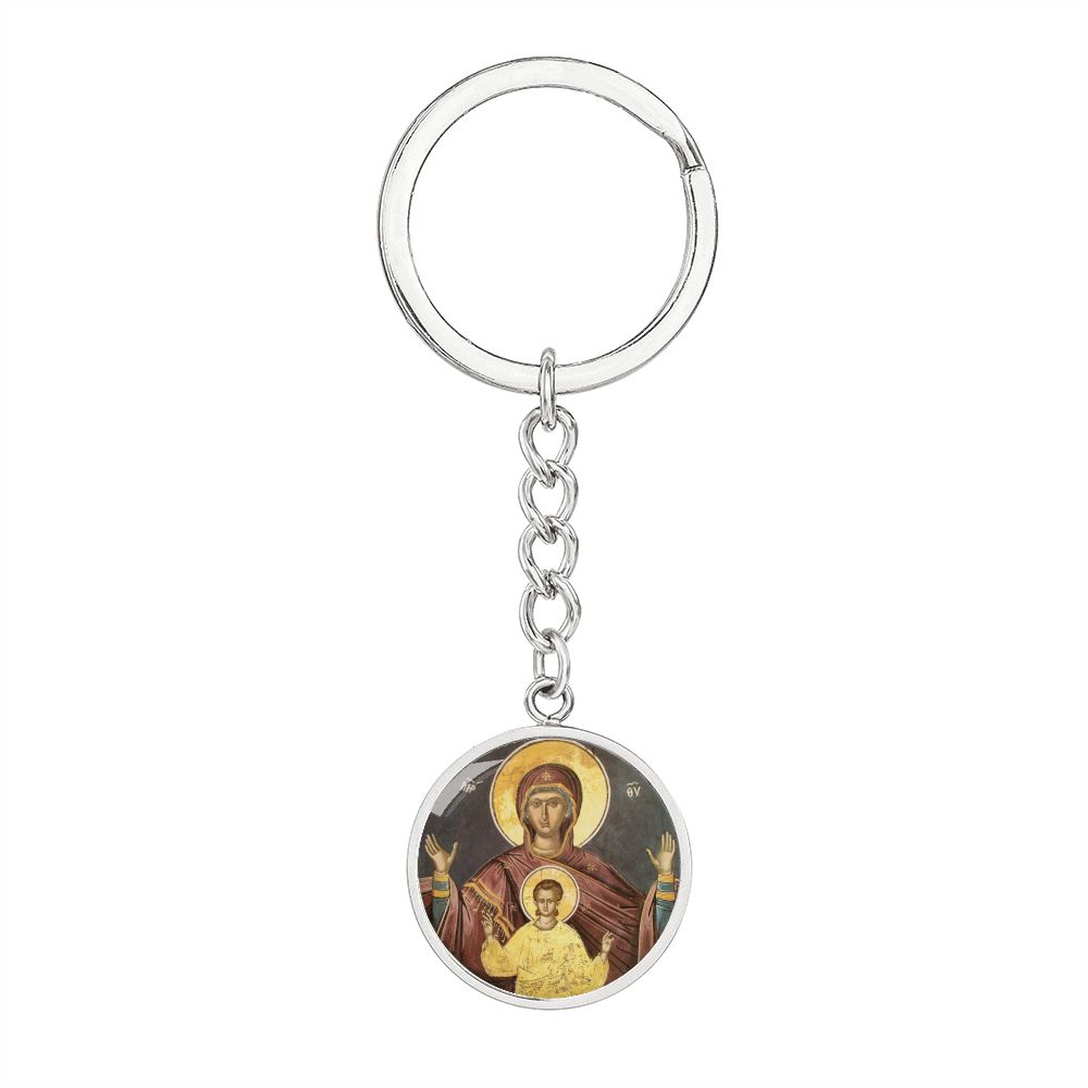 Theotokos Oranta Circle New circle ShineOn Circle Pendant Keychain