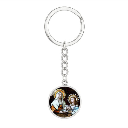 st-anna and virgin mary circle pendant necklace_artwork_original_artwork Graphic Circle Keychain NEW