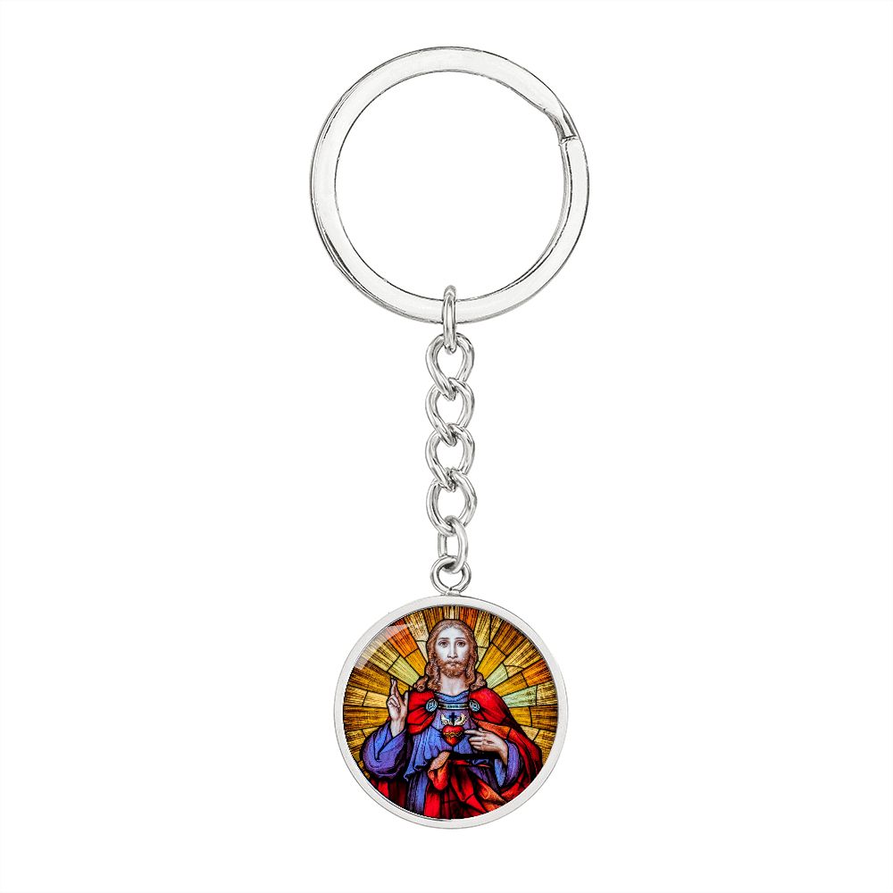 the-sacred heart of jesus christ pendant necklace_artwork_original_artwork Graphic Circle Keychain NEW