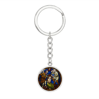 saint-anastasia circle pendant necklace_artwork_original_artwork Graphic Circle Keychain NEW