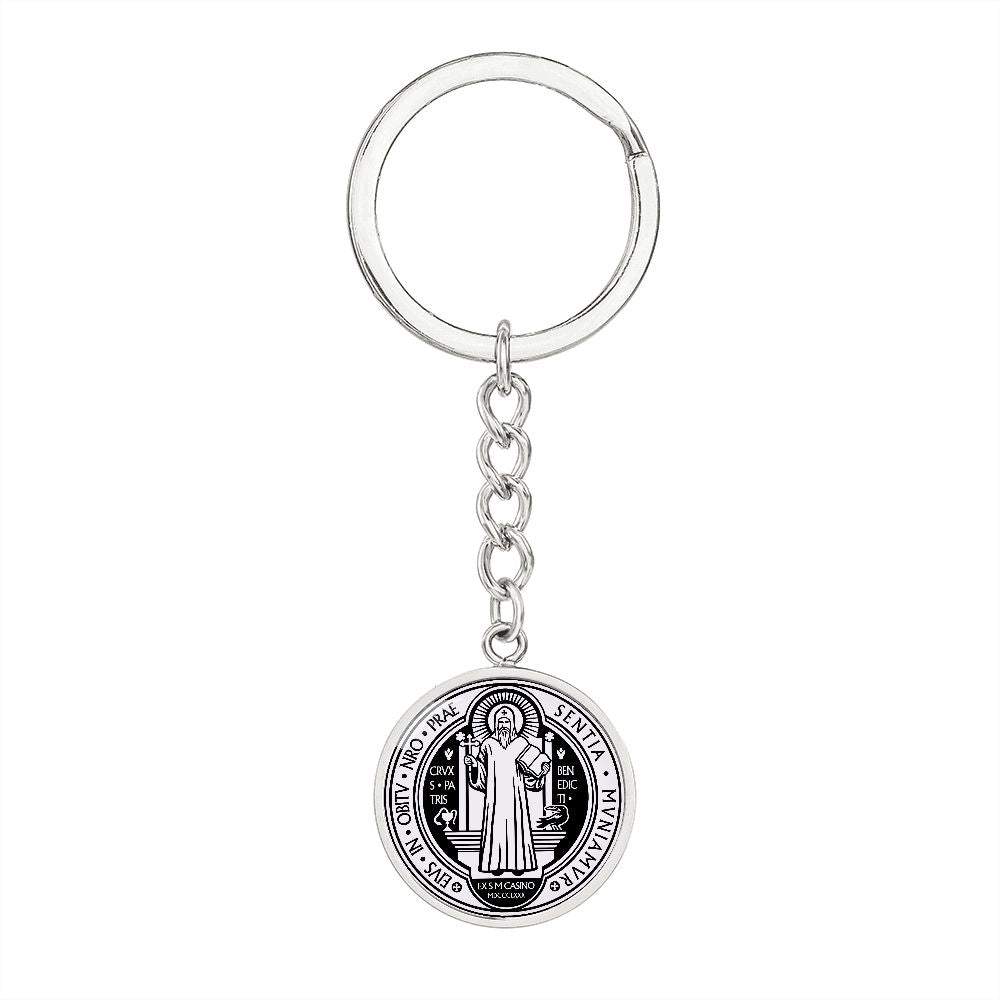 St Benedict circle pendant keychain Black Front
