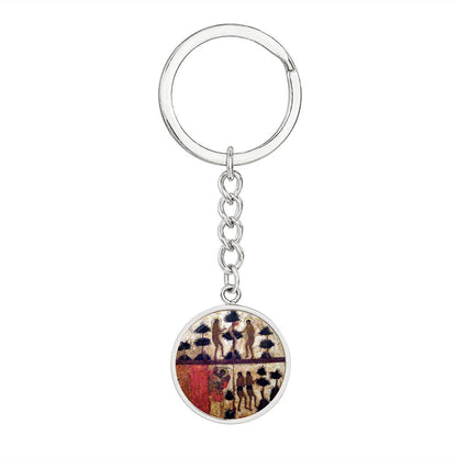 adam-and eve manuscript circle pendant necklace_artwork_original_artwork Graphic Circle Keychain NEW