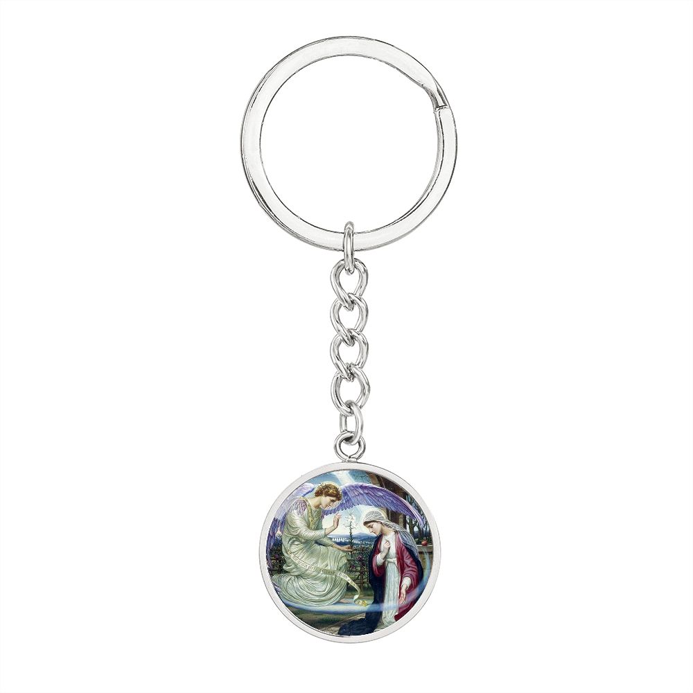 Anunciation Prerafaelites Ave Maria Gracia ShineOn Circle Circle Pendant Keychain