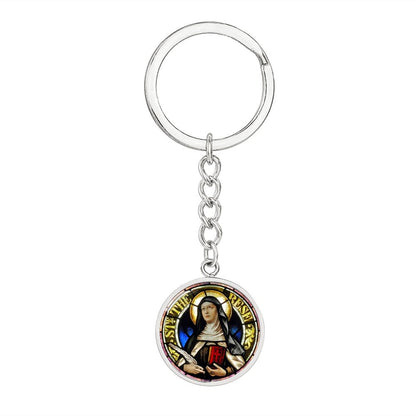 St Therese of Avila circle pendant keychain
