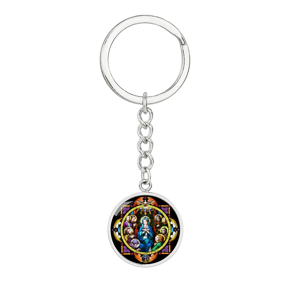 confirmation-stained glass bez logo circle pendant necklace_artwork_original_artwork Graphic Circle Keychain NEW