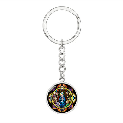 confirmation-stained glass bez logo circle pendant necklace_artwork_original_artwork Graphic Circle Keychain NEW