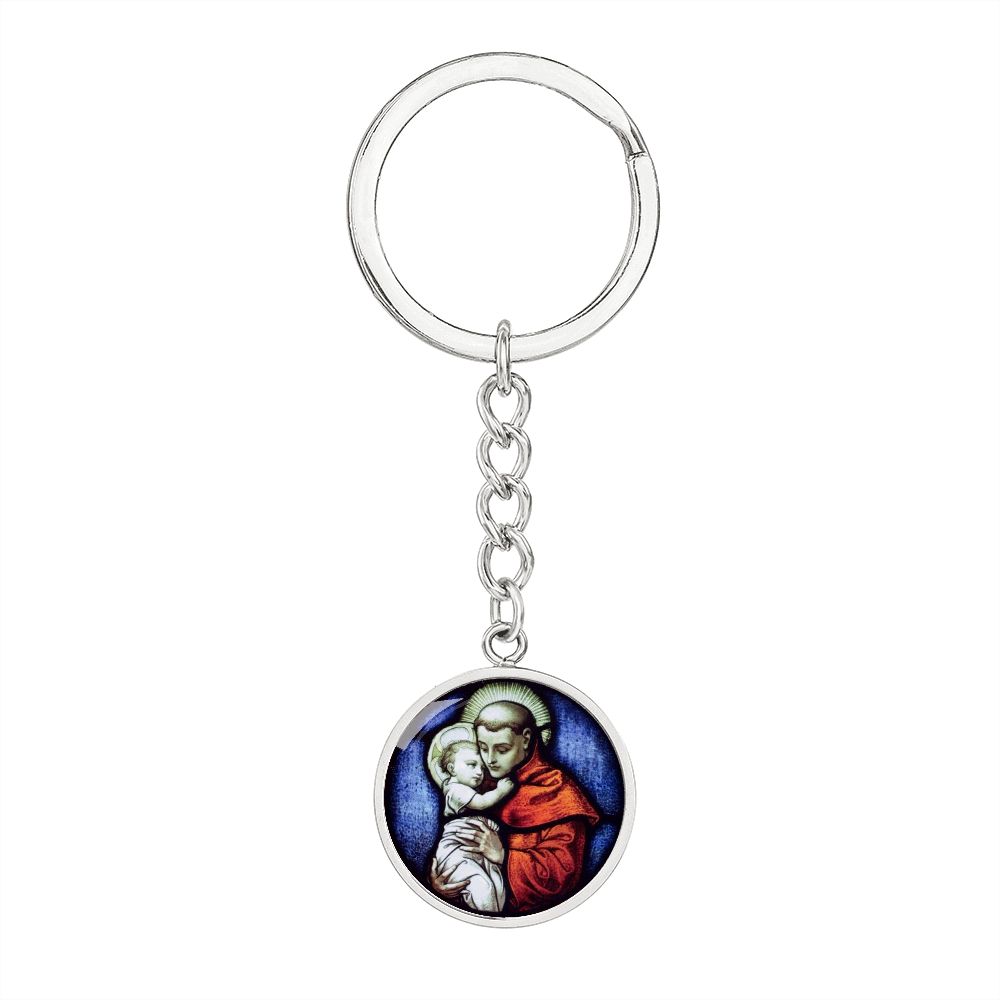 St Anthony Of Padua Finder of Lost Things Circle Pendant Keychain