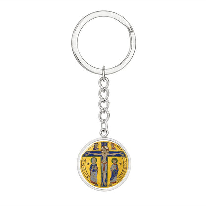 Crucifixion Enamel edited vibrance 80 Graphic Circle Keychain NEW