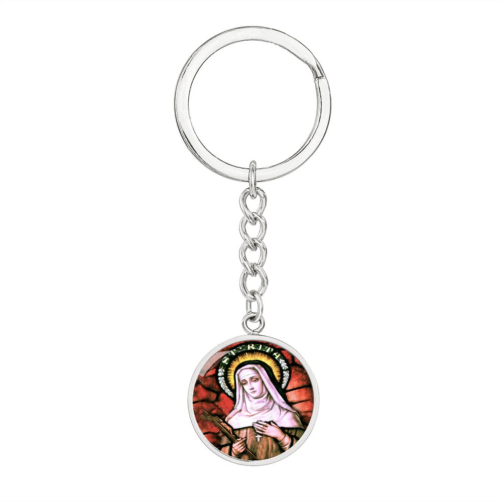 saint-rita circle pendant necklace_artwork_original_artwork Graphic Circle Keychain NEW