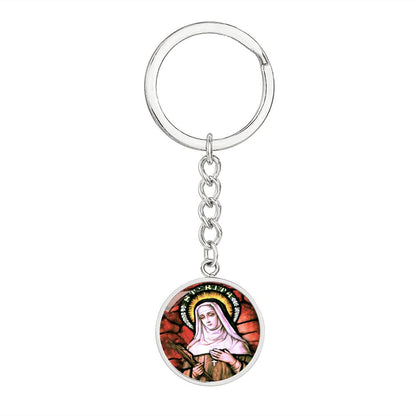 saint-rita circle pendant necklace_artwork_original_artwork Graphic Circle Keychain NEW