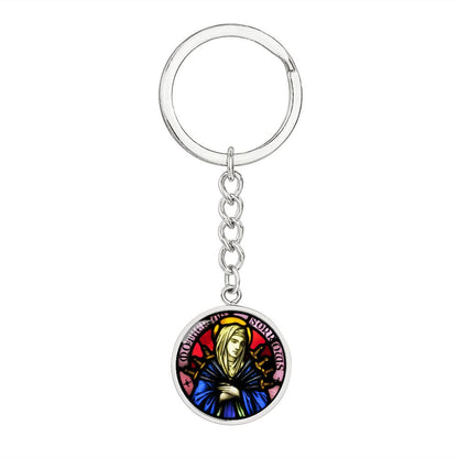 our-lady of sorrows stainglass pendant necklace_artwork_original_artwork Graphic Circle Keychain NEW