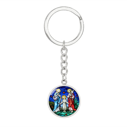 holy-family stained glass circle pendant necklace_artwork_original_artwork Graphic Circle Keychain NEW