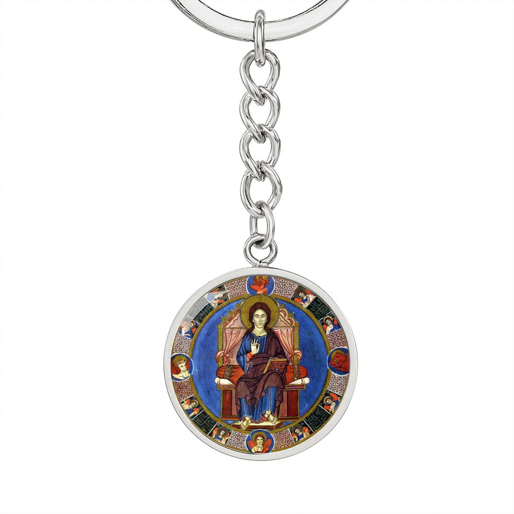 jesus-king of glory circle pendant necklace_artwork_original_artwork Graphic Circle Keychain NEW