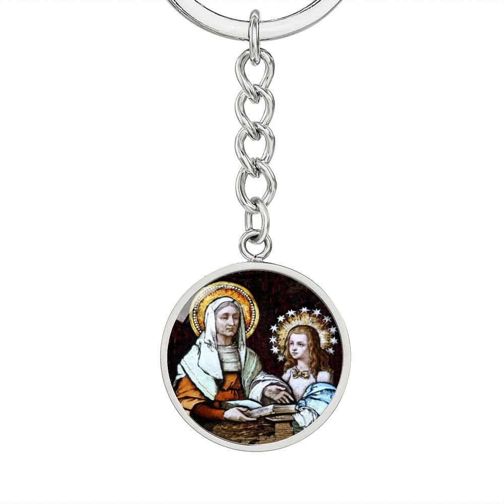 st-anna and virgin mary circle pendant necklace_artwork_original_artwork Graphic Circle Keychain NEW
