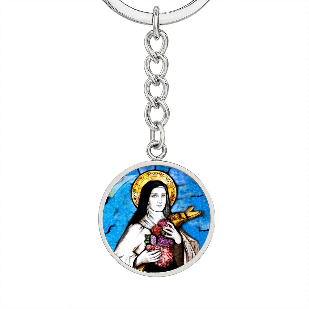 saint-therese of lisieux circle pendant necklace_artwork_original_artwork Graphic Circle Keychain NEW