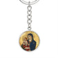 Catholic Virgin Mary and baby Jesus ShineOn Circle Pendant Keychain