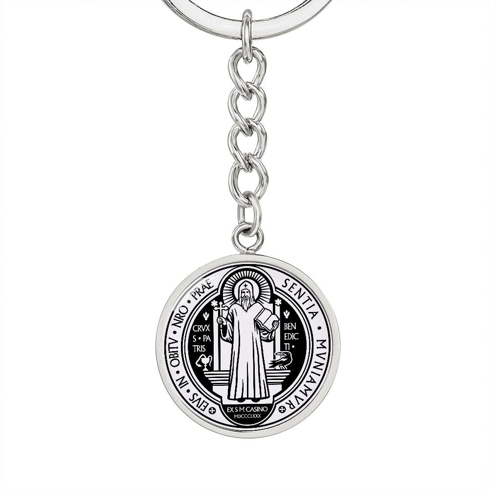 St Benedict circle pendant keychain Black Front