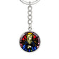 Our Lady of Sorrows 7 Swords Stained Glass Round Circle Pendant Keychain