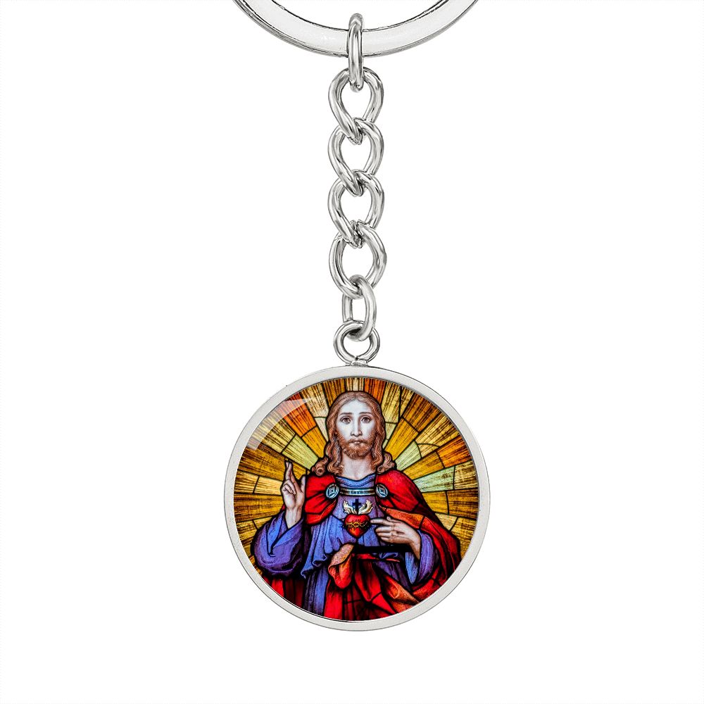 the-sacred heart of jesus christ pendant necklace_artwork_original_artwork Graphic Circle Keychain NEW