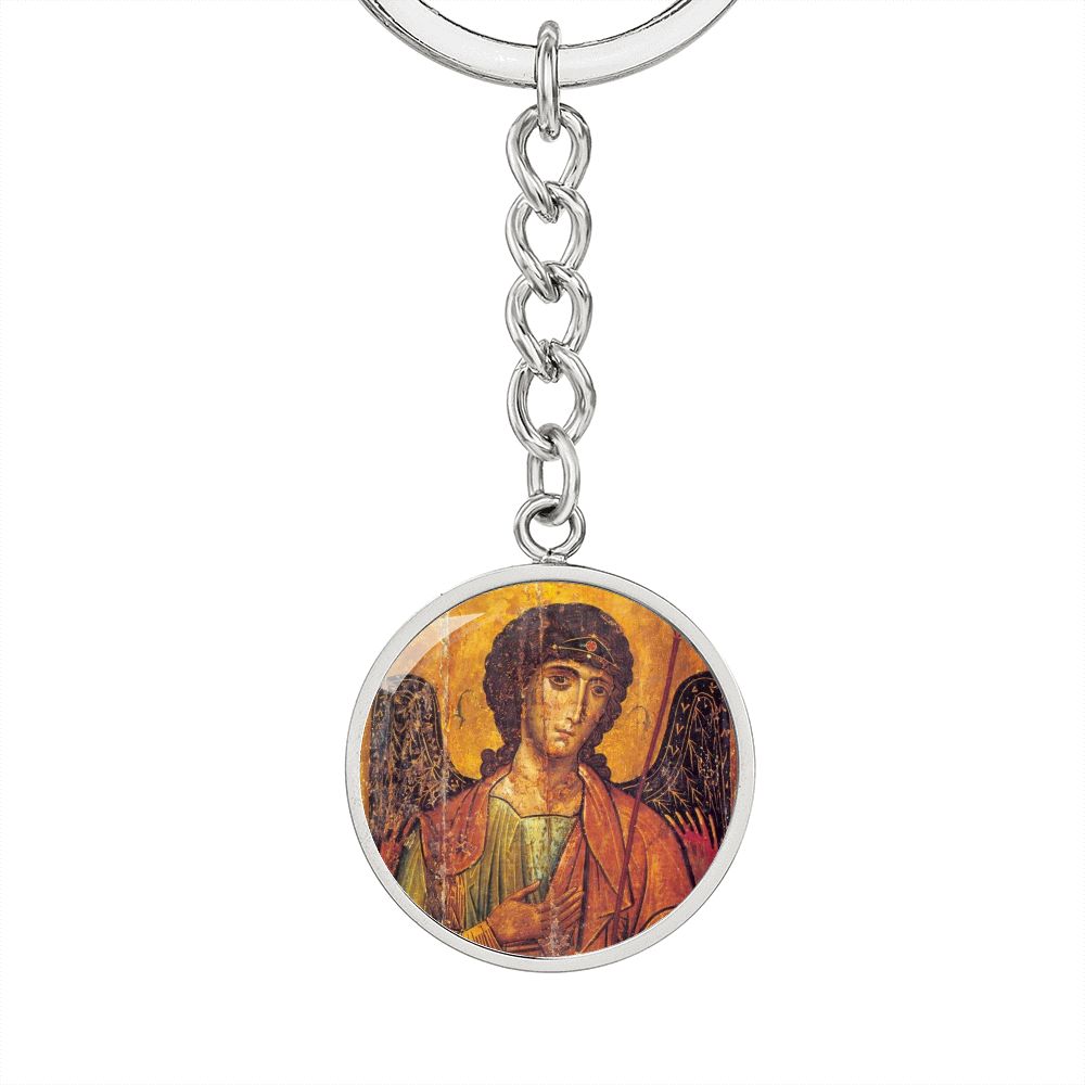 Archangel Michael circle pendant keychain