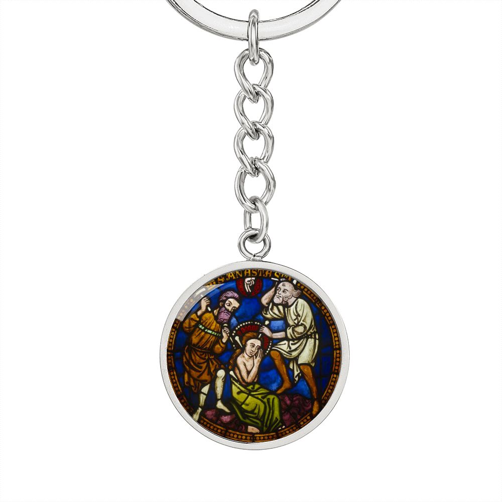 saint-anastasia circle pendant necklace_artwork_original_artwork Graphic Circle Keychain NEW