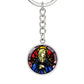 Our Lady of Sorrows 7 Swords Stained Glass Round Graphic Circle Keychain NEW