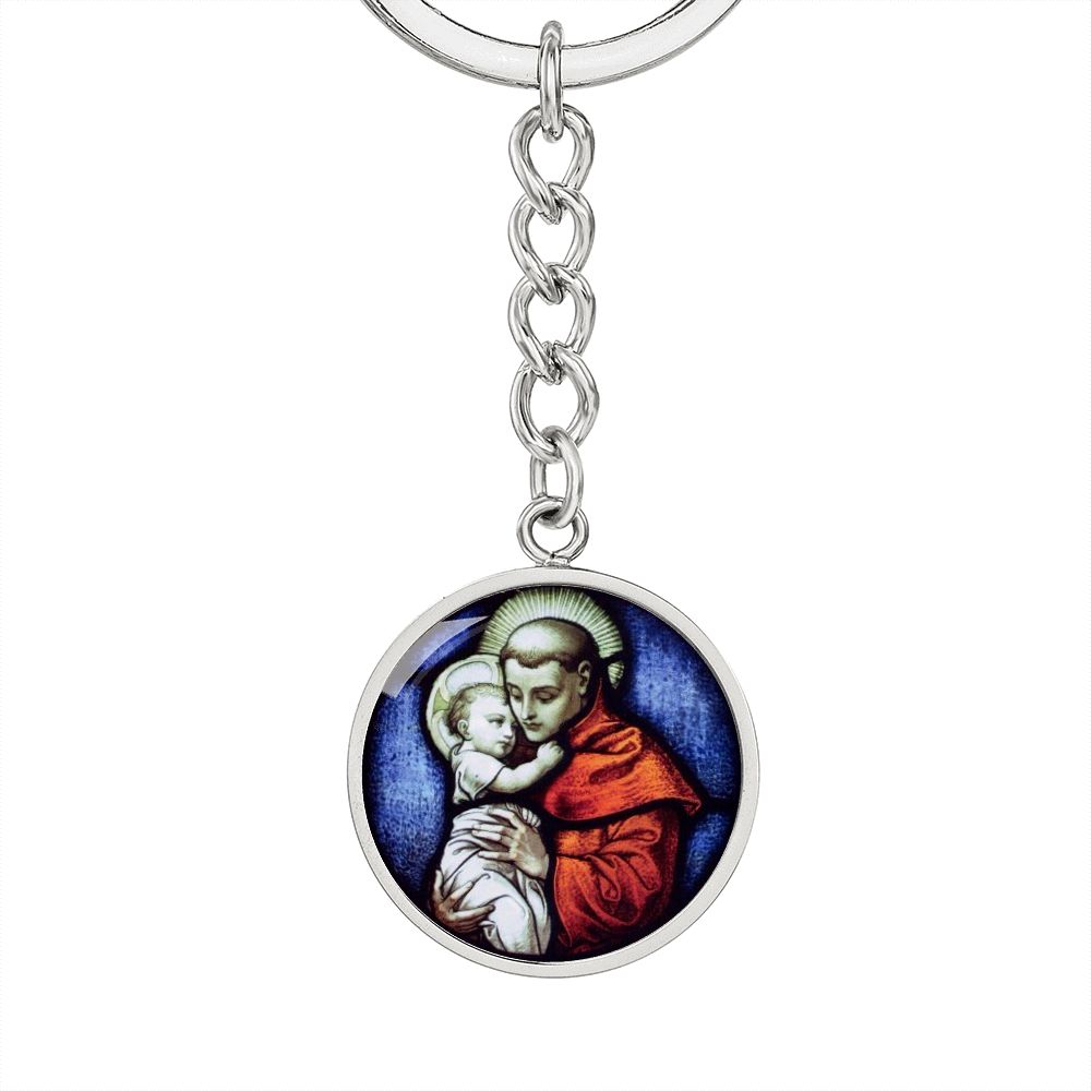 St Anthony Of Padua Finder of Lost Things Circle Pendant Keychain