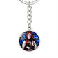 St Bede Venerable stained glass circle keychain