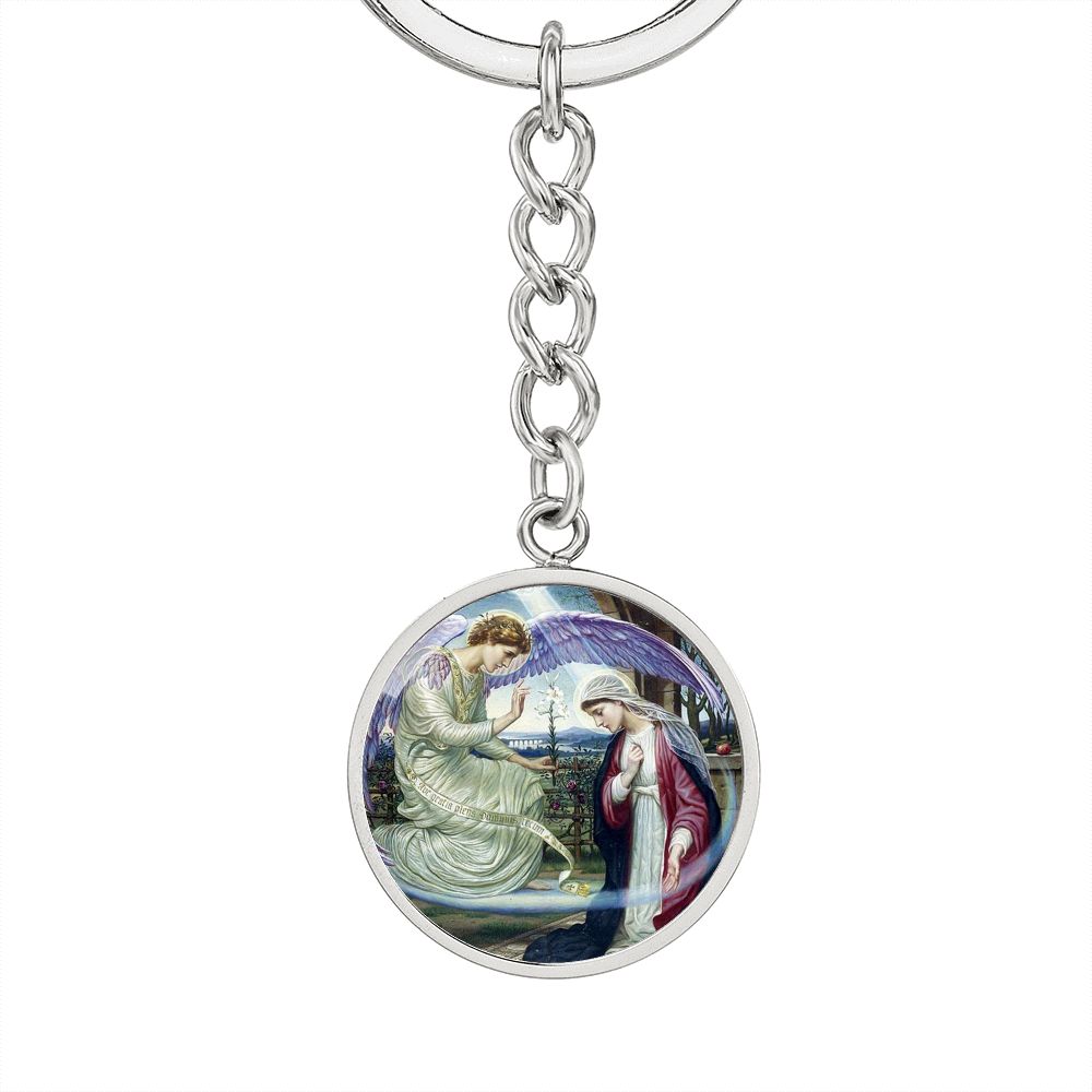 Anunciation Prerafaelites Ave Maria Gracia ShineOn Circle Circle Pendant Keychain
