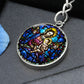 Virgin Mary and Baby Jesus Cropped New za ShineOn Light+6 Graphic Circle Keychain NEW