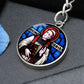 St Bede Venerable stained glass circle keychain