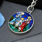 holy-family stained glass circle pendant necklace_artwork_original_artwork Graphic Circle Keychain NEW