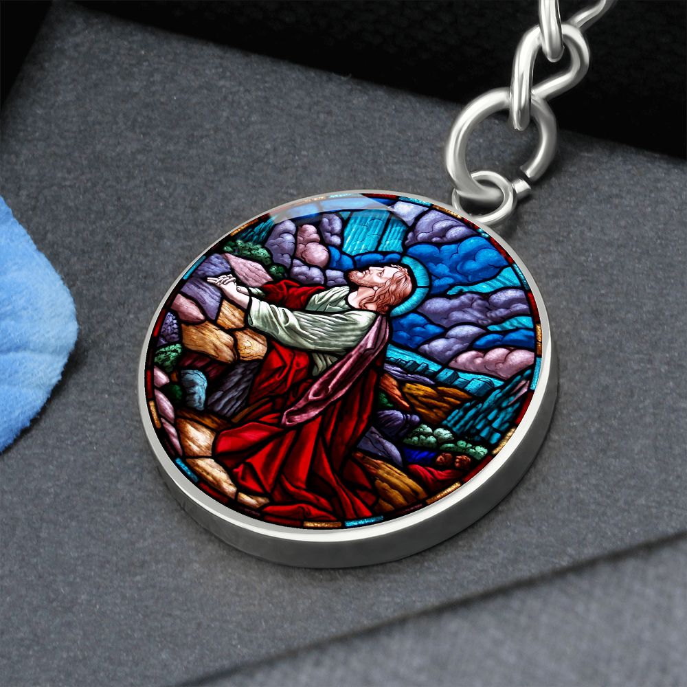 agony-in the garden circle pendant necklace_artwork_original_artwork Graphic Circle Keychain NEW