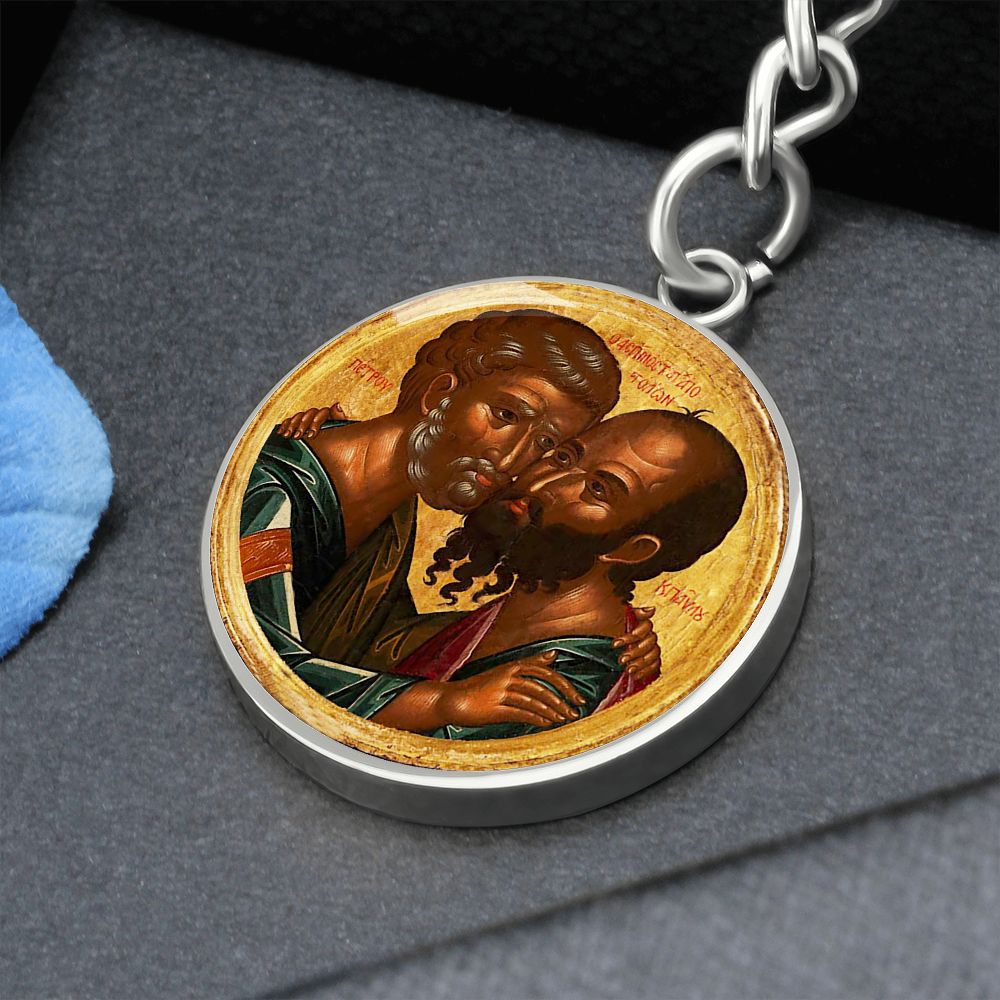 saint-peter and saint paul icon circle pendant necklace_artwork_original_artwork Graphic Circle Keychain NEW