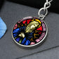 our-lady of sorrows stainglass pendant necklace_artwork_original_artwork Graphic Circle Keychain NEW