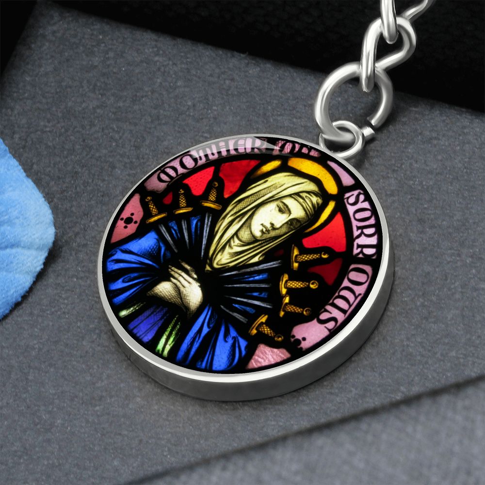 our-lady of sorrows stainglass pendant necklace_artwork_original_artwork Graphic Circle Keychain NEW