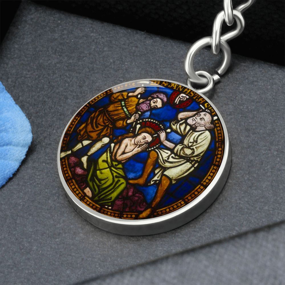 saint-anastasia circle pendant necklace_artwork_original_artwork Graphic Circle Keychain NEW
