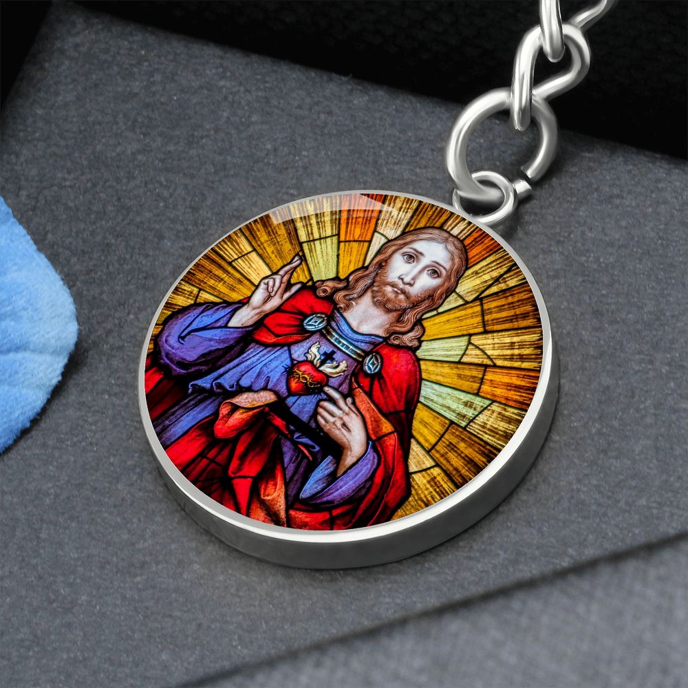 the-sacred heart of jesus christ pendant necklace_artwork_original_artwork Graphic Circle Keychain NEW